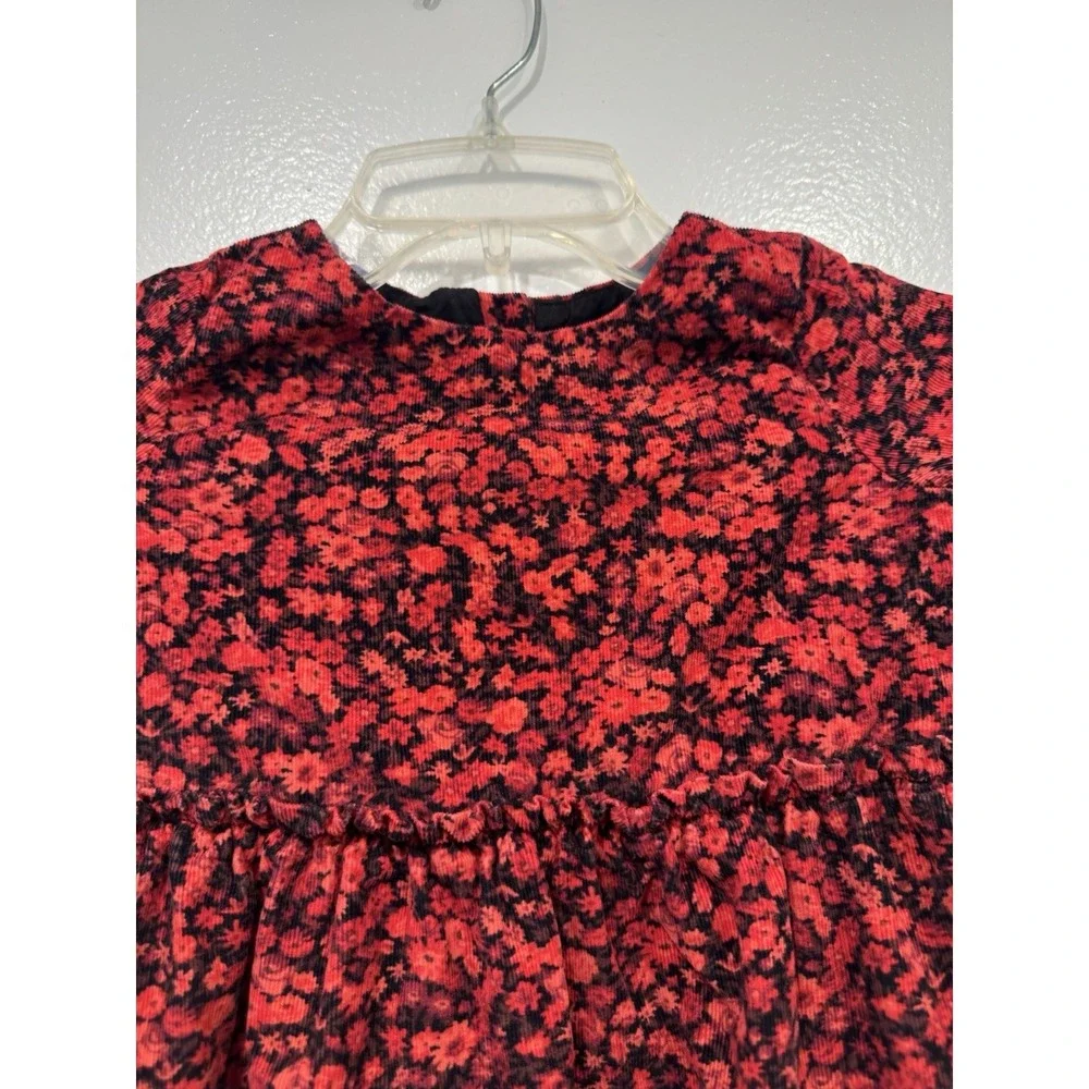 Baby Gap Red Floral Cordorouy Dress 4 Years Long Sleeve Cottage Western Country